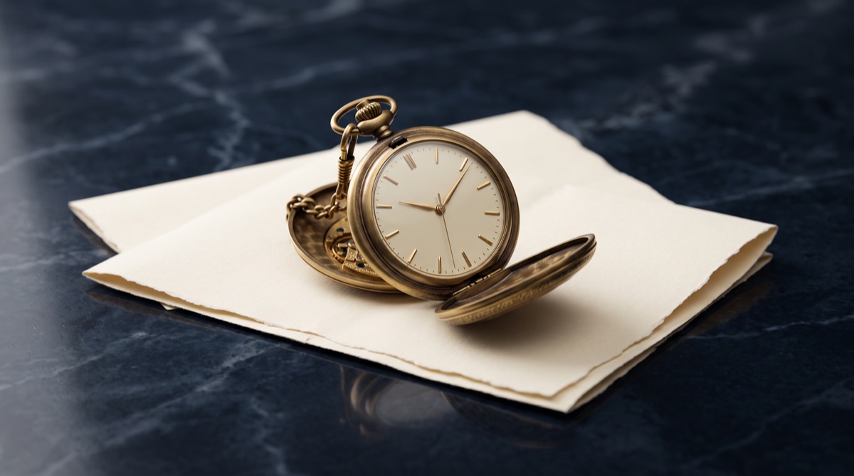 Editorial illustration of a watch on paper