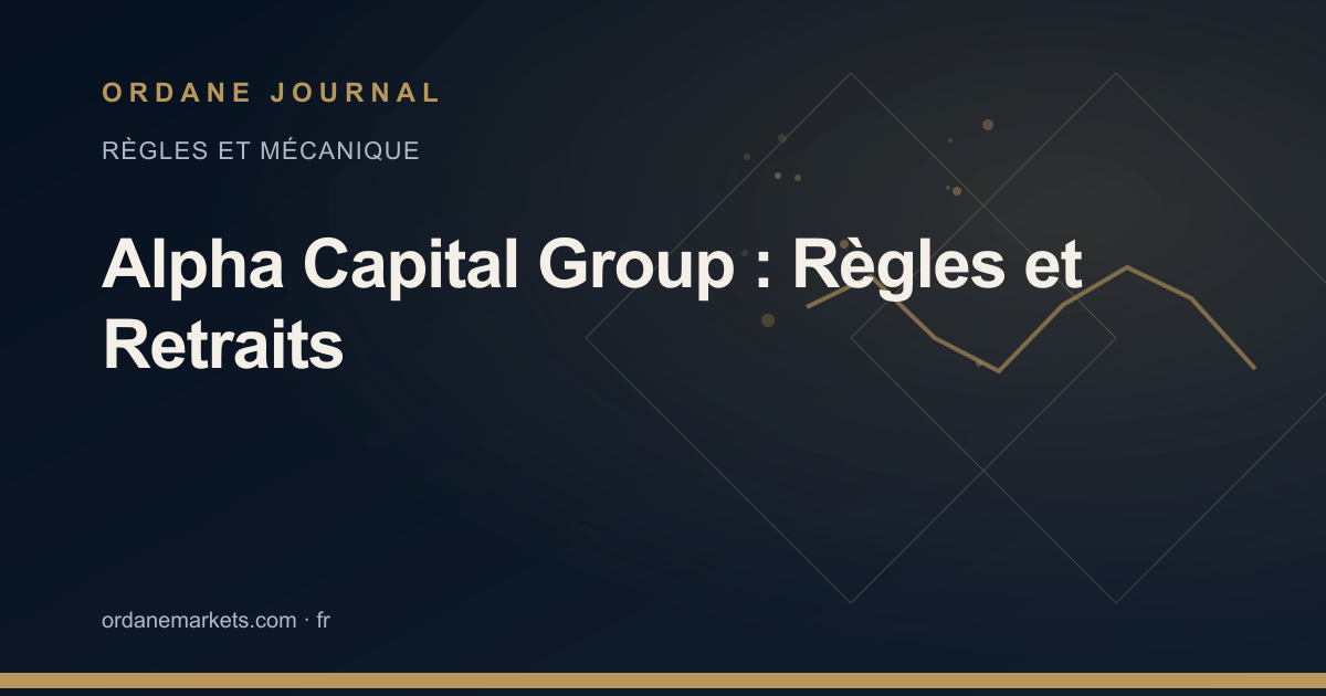 Alpha Capital Group : Règles et Retraits. Ordane Journal.