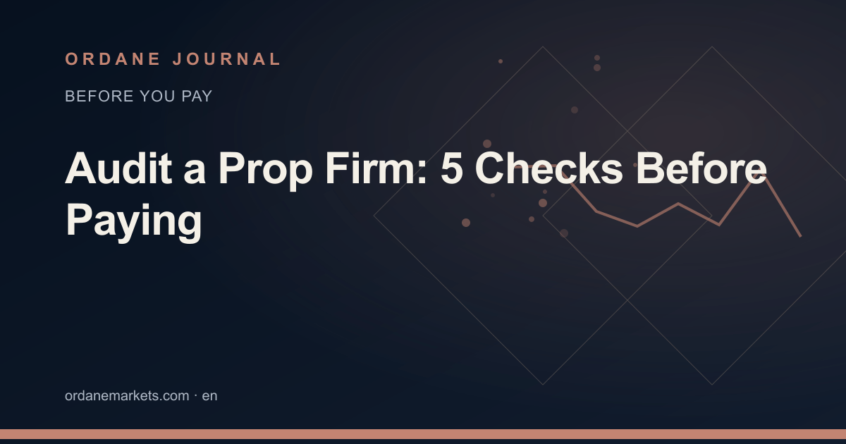 Audit a Prop Firm: 5 Checks Before Paying. Ordane Journal.