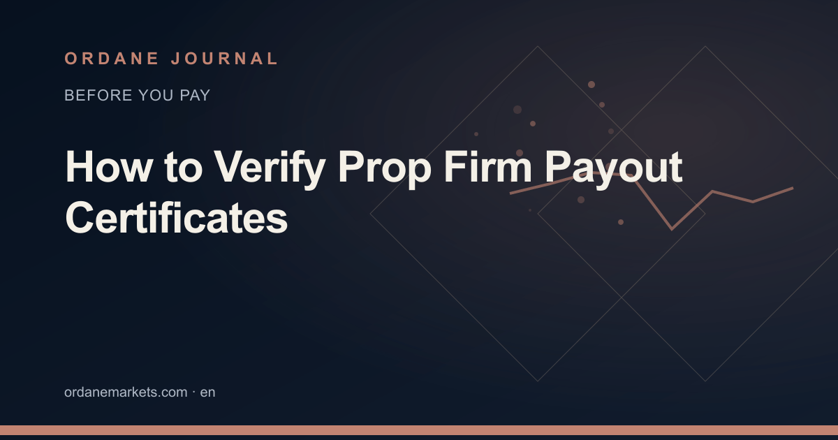 How to Verify Prop Firm Payout Certificates. Ordane Journal.