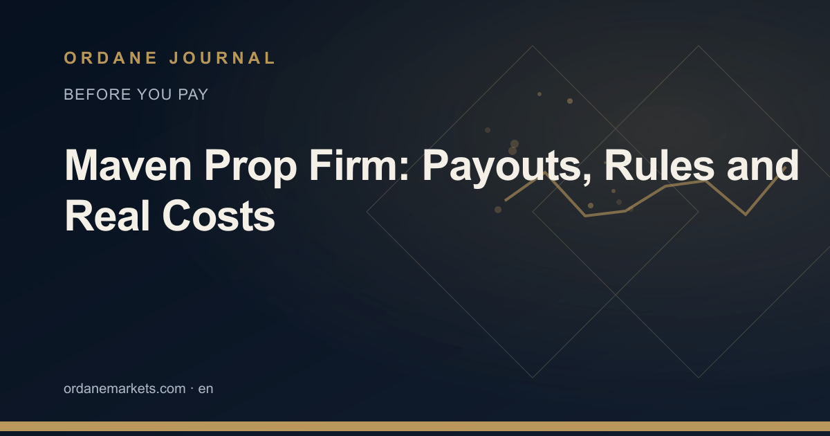 Maven Prop Firm: Payouts, Rules and Real Costs. Ordane Journal.