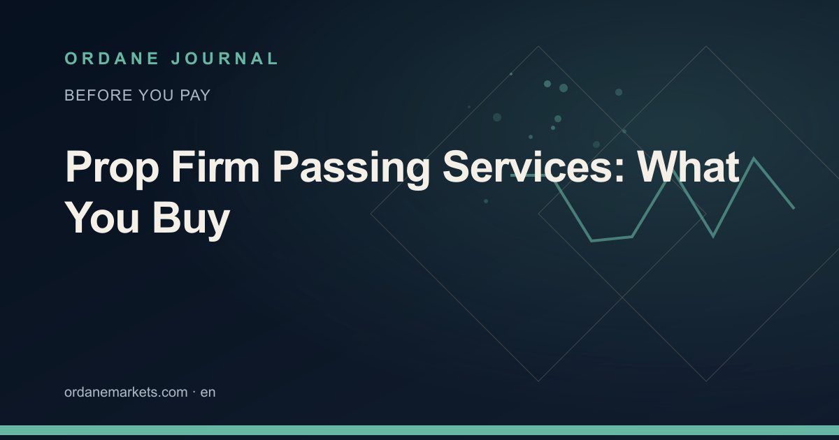 Prop Firm Passing Services: What You Buy. Ordane Journal.
