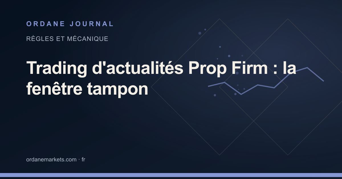 Trading d'actualités Prop Firm : la fenêtre tampon. Ordane Journal.
