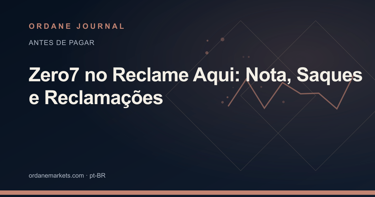Zero7 no Reclame Aqui: Nota, Saques e Reclamações. Ordane Journal.